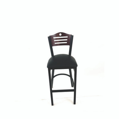 Eagle Series Barstool, Supports Up To 300 Lb, 28.5" Seat Height, Black Seat, Dark Mahogany Back, Black Base