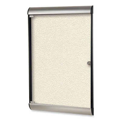 Silhouette 1 Door Enclosed Vinyl Bulletin Board With Satin Frame, 27.75" X 42.13", Ivory Surface, Black/satin Aluminum Frame Silhouette 1 Door Enclosed Vinyl Bulletin Board With Satin Frame, 27.75" X 42.13", Ivory Surface, Black/satin Aluminum Frame