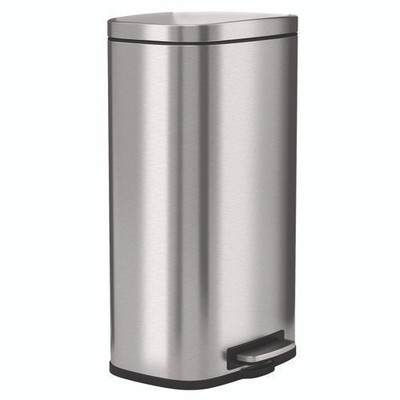 Fire-resistant Step Pedal Trash Can, 8 Gal, Plastic/stainless Steel, Silver Fire-resistant Step Pedal Trash Can, 8 Gal, Plastic/stainless Steel, Silver