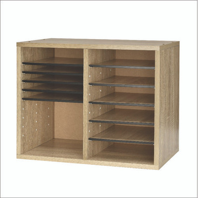 Wood Adjustable 12 Compartment Literature Organizer, 12 Sections, Letter Size, 20 X 11.8 X 16.3, Medium Oak Wood Adjustable 12 Compartment Literature Organizer, 12 Sections, Letter Size, 20 X 11.8 X 16.3, Medium Oak