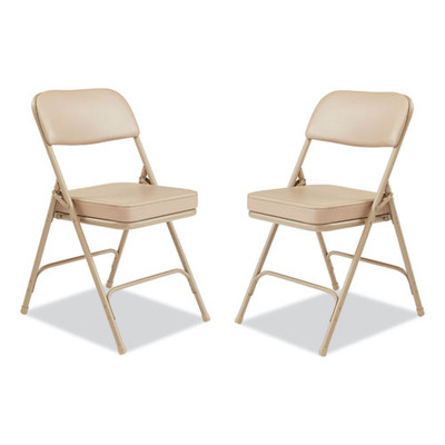 3200 Series 2" Vinyl Upholstered Double Hinge Folding Chair, Supports Up To 300lb, 18.5" Seat Height, Beige, 2/carton 3200 Series 2" Vinyl Upholstered Double Hinge Folding Chair, Supports Up To 300lb, 18.5" Seat Height, Beige, 2/carton