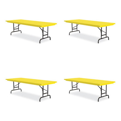 Adjustable Folding Tables, Rectangular, 60" X 30" X 22" To 32", Yellow Top, Black Legs, 4/pallet Adjustable Folding Tables, Rectangular, 60" X 30" X 22" To 32", Yellow Top, Black Legs, 4/pallet