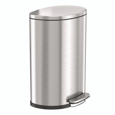 Fire-resistant Step Pedal Trash Can, 13 Gal, Plastic/stainless Steel, Silver Fire-resistant Step Pedal Trash Can, 13 Gal, Plastic/stainless Steel, Silver