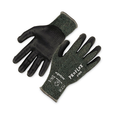 Proflex 7070 Ansi A7 Nitrile Coated Cr Gloves, En388: 4x42f, 9" Long, Small, Green, Pair
