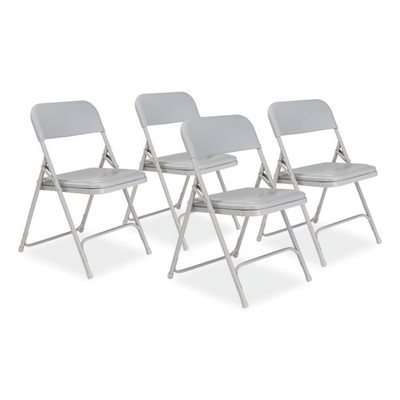 800 Series Premium Plastic Folding Chair, Supports Up To 500 Lb, 18" Seat Height, Gray Seat, Gray Back, Gray Base, 4/carton 800 Series Premium Plastic Folding Chair, Supports Up To 500 Lb, 18" Seat Height, Gray Seat, Gray Back, Gray Base, 4/carton
