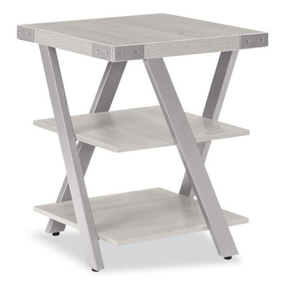 End Table, Square, 20 X 20 X 25, White Ash Top, Silver Base End Table, Square, 20 X 20 X 25, White Ash Top, Silver Base