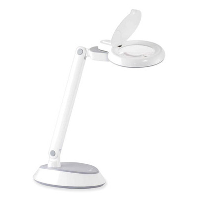 Space-saving Led Magnifier Desk Lamp, 14" High, White Space-saving Led Magnifier Desk Lamp, 14" High, White