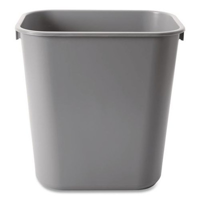 Deskside Plastic Wastebasket, Rectangular, 3.5 Gal, Gray