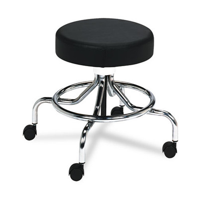 Screw Lift Stool With Low Base, Supports Up To 250 Lb, 25" Seat Height, Black Seat, Chrome Base Screw Lift Stool With Low Base, Supports Up To 250 Lb, 25" Seat Height, Black Seat, Chrome Base
