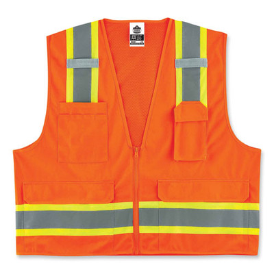Glowear 8248z Class 2 Two-tone Surveyors Zipper Vest, Polyester, Large/x-large, Orange Glowear 8248z Class 2 Two-tone Surveyors Zipper Vest, Polyester, Large/x-large, Orange