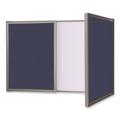 Visuall Pc Whiteboard Cabinet With Fabric Bulletin Board Exterior Doors, 36" X 24", Blue/white Surface, Satin Aluminum Frame Visuall Pc Whiteboard Cabinet With Fabric Bulletin Board Exterior Doors, 36" X 24", Blue/white Surface, Satin Aluminum Frame