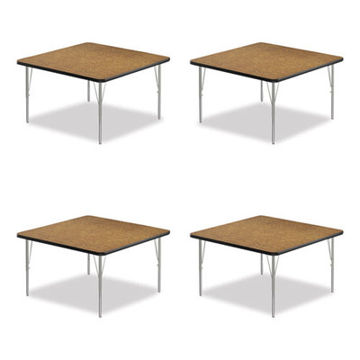 Adjustable Activity Tables, Square, 48" X 48" X 19" To 29", Medium Oak Top, Silver Legs, 4/pallet Adjustable Activity Tables, Square, 48" X 48" X 19" To 29", Medium Oak Top, Silver Legs, 4/pallet