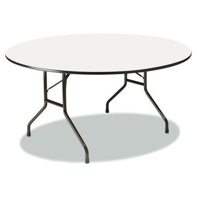 Officeworks Wood Folding Table, 60" Dia X 29"h, Gray Top, Charcoal Base