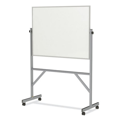Reversible Magnetic Porcelain Whiteboard With Aluminum Frame, 53.25" X 72.25", White Surface, Satin Aluminum Frame Reversible Magnetic Porcelain Whiteboard With Aluminum Frame, 53.25" X 72.25", White Surface, Satin Aluminum Frame