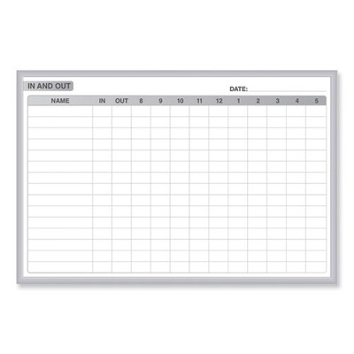 In/out Magnetic Whiteboard, Personnel In/out Tracking Chart, 36" X 24", White/gray Surface, Satin Aluminum Frame In/out Magnetic Whiteboard, Personnel In/out Tracking Chart, 36" X 24", White/gray Surface, Satin Aluminum Frame