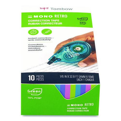 Mono Original Correction Tape, Asst Retrocolor Applicators, 1/6" X 394", 10/pack
