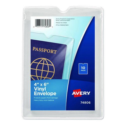 Top-load Clear Vinyl Envelopes W/thumb Notch, 4 X 6, Clear, 10/pack