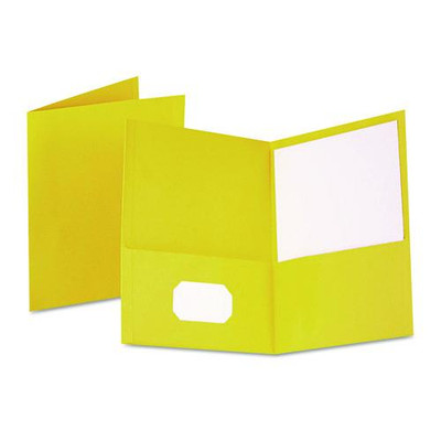 Twin-pocket Folder, Embossed Leather Grain Paper, 0.5" Capacity, 11 X 8.5, Yellow, 25/box