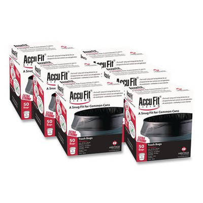 Linear Low Density Can Liners With Accufit Sizing, 44 Gal, 0.9 Mil, 37" X 50", Black, 200/carton