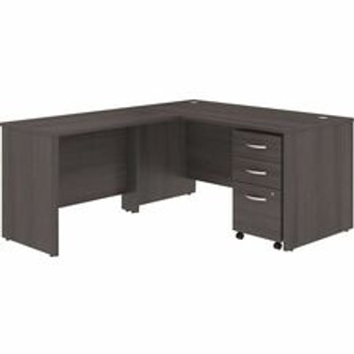 Bush Business Furniture Studio C 60W x 30D L Shaped Desk with Mobile File Cabinet and 42W Return - x 60" Width x 30" Depth Desk, x 42" Width Return - 3 x Box, File Drawer(s) - Band Edge - Finish: Storm Gray, Thermofused Laminate (TFL) - 1 Each