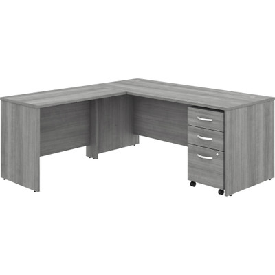 Bush Business Furniture Studio C 72W X 30D L Shaped Desk With Mobile File Cabinet And 42W Return - x 72" Width x 30" Depth Desk, x 42" Width Return - 3 x Box, File Drawer(s) - Band Edge - Finish: Platinum Gray, Thermofused Laminate (TFL) - 1 Each