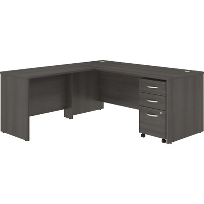 Bush Business Furniture Studio C 72W X 30D L Shaped Desk With Mobile File Cabinet And 42W Return - x 72" Width x 30" Depth Desk, x 42" Width Return - 3 x Box, File Drawer(s) - Band Edge - Finish: Storm Gray, Thermofused Laminate (TFL) - 1 Each