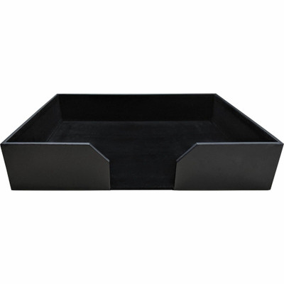 Dacasso Classic Leather Conference Pad Holder - 17" Height x 14" Width - Leather, Felt, Fabric - Black - 1 Each