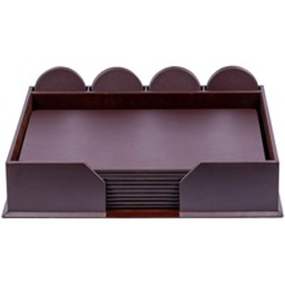 Dacasso Leatherette Conference Room Set - Rectangular - 17" Width - Leatherette, Velveteen - Chocolate Brown