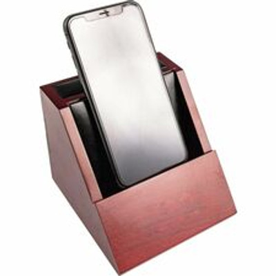 Dacasso Rosewood and Leather Desktop Cell Phone Holder - Leather, Rubber - Rosewood - 1 Each