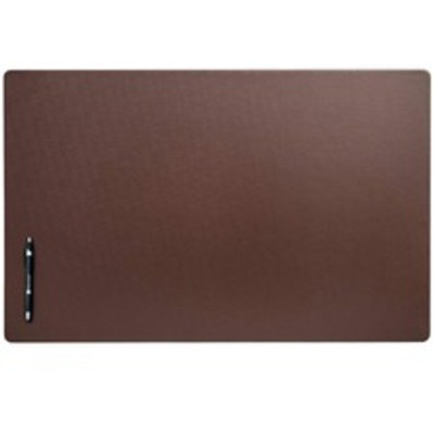 Dacasso Leatherette Desk Mat - Rectangular - 30" Width - Leatherette, Velveteen - Chocolate Brown