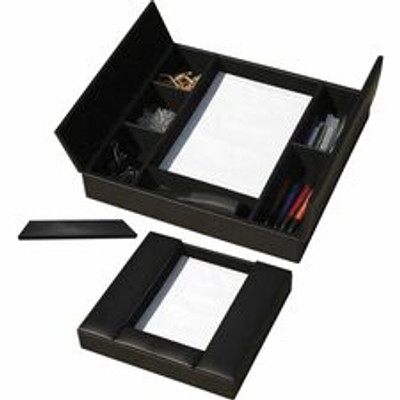 Dacasso Leatherette Enhanced Conference Room Organizer - Desktop - Black - Leatherette, Velveteen - 1 Each