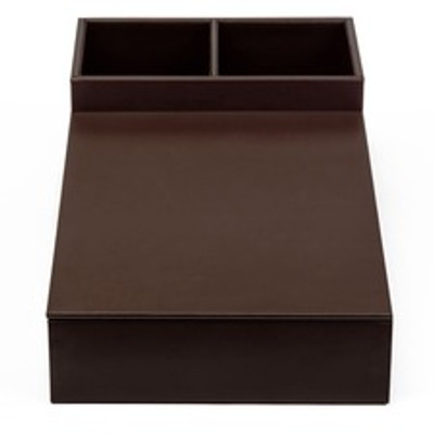 Dacasso Leatherette Coffee Condiment Organizer - Removable Lid - Chocolate Brown - Velveteen, Leatherette - 1 Each