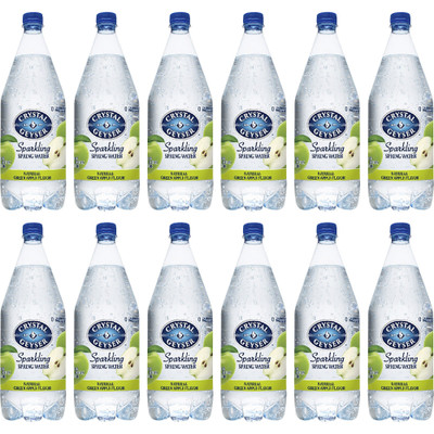 Crystal Geyser Natural Green Apple Sparkling Spring Water - Ready-to-Drink - Sugar Free - 42.27 fl oz (1.25 L)Bottle - 12 / Carton