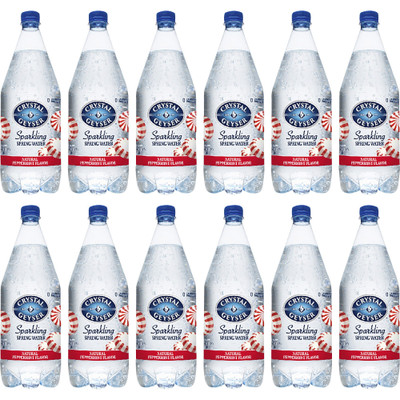 Crystal Geyser Natural Peppermint Sparkling Spring Water - Ready-to-Drink - 42.27 fl oz (1.25 L) - 12 / Carton