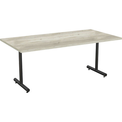 Special-T Kingston Training Table Component - Aged Driftwood Rectangle Top - Black T-shaped Base - 72" Table Top Length x 30" Table Top Width - 29" Height - Assembly Required - Thermofused Laminate (TFL) Top Material - 1 Each