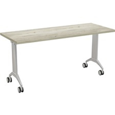 Special-T Link Flip & Nest Table - Aged Driftwood Rectangle Top - Metallic Silver T-shaped Base - 60" Table Top Length x 24" Table Top Width - 30" Height - Assembly Required - Thermofused Laminate (TFL) Top Material - 1 Each