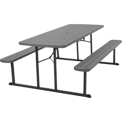 Cosco Folding Picnic Table - Taupe Top - 800 lb Capacity - 72" Table Top Width x 57" Table Top Depth - 29" Height - Wood Grain, Resin Top Material - 1 Each