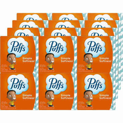 Puffs Basic Facial Tissue - 2 Ply - 8.40" Width x 8.20" Length - White - 64/Box - 24 / Carton