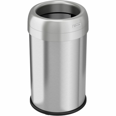 HLS Commercial Stainless Steel Open Top Trash Can - 13 gal Capacity - Round - Manual - Heavy Duty, Fingerprint Resistant, Bacteria Resistant, Vented, Handle, Easy to Clean - 24.5" Height x 14.3" Width - Stainless Steel, ABS Plastic - Gray - 1 Each