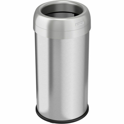 HLS Commercial Stainless Steel Open Top Trash Can - 16 gal Capacity - Round - Manual - Heavy Duty, Fingerprint Resistant, Bacteria Resistant, Vented, Handle, Easy to Clean - 28.3" Height x 14.3" Width - Stainless Steel, ABS Plastic - Gray - 1 Each