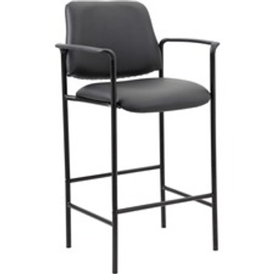 Boss Square Back Stool - Black Seat Color - Vinyl Seat Material - Black Back Color - Black Frame Color - Armrest - 1 Each