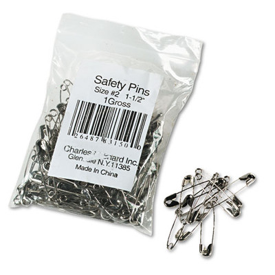 Safety Pins, Nickel-plated, Steel, 1 1/2" Length, 144/pack