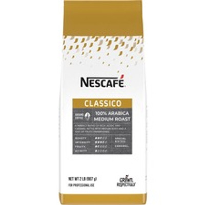 Nescafe Ground Classico Coffee - Compatible with Nescafe Bean-to-Cup - Medium - 32 oz - Ground - Classico - 6 / Carton