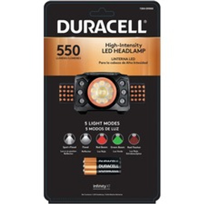 Duracell High Intensity LED Headlamp - LED - 550 lm Lumen - 3 x AAA - Water Proof, Impact Resistant, Splash Proof - Black - 1 Each