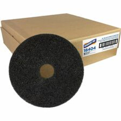 Genuine Joe Black Floor Stripping Pad - Round - 18" Diameter - Stripping - 175 rpm to 350 rpm Speed Supported - Heavy Duty, Resilient, Flexible, Long Lasting - Fiber - Black - 5 / Carton