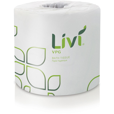 Livi VPG Bath Tissue - 2 Ply - 400 Sheets/Roll - Leaf Emboss Pattern - White - Fiber - 96 Rolls Per CartonCarton - 96 / Carton