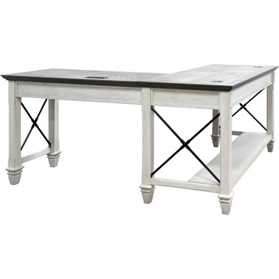 Martin Hartford Open L-Shaped Desk - 31" Height x 60" Width x 28" Depth - 2 x Utility, Keyboard Drawer(s) - Material: Wood Grain, Veneer - Finish: Vintage Linen - 1 Each