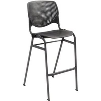 KFI Barstool Chair - Black Seat Color - Polypropylene Seat Material - Black Back Color - Aluminum Alloy, Polypropylene Back Material - Black Frame Color - Steel Frame Material - Four-legged Base - 1 Each