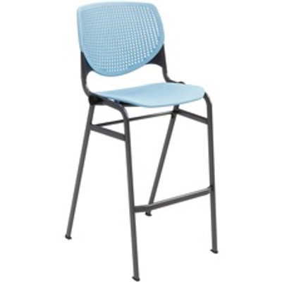 KFI Barstool Chair - Sky Blue Seat Color - Polypropylene Seat Material - Sky Blue Back Color - Aluminum Alloy, Polypropylene Back Material - Black Frame Color - Steel Frame Material - Four-legged Base - 1 Each