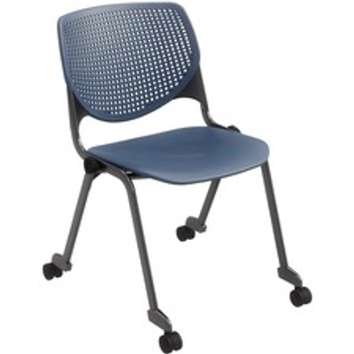 KFI Stacking Chair - Navy Seat Color - Polypropylene Seat Material - Navy Back Color - Polypropylene Back Material - Powder Coated Black Frame Color - Steel Frame Material - Four-legged Base - 1 Each